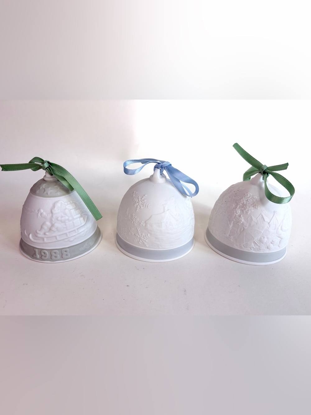 3 Vintage Lladro Porcelain Bells 1988 1992 1994 Bundle